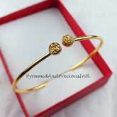 Natural golden Druzy bangle, gold plated bangle, 2 stone bangle, statement bangle, gift for women